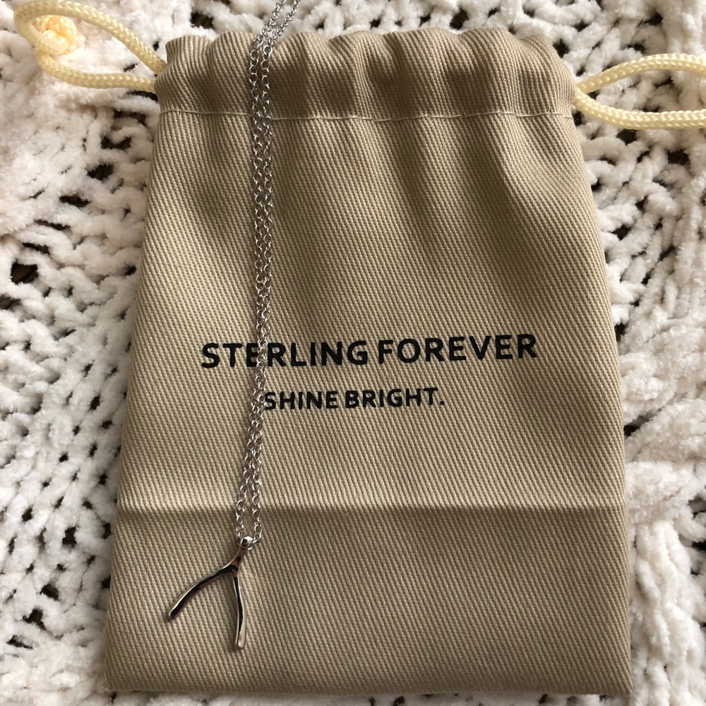 Sterling silver wishbone necklace
